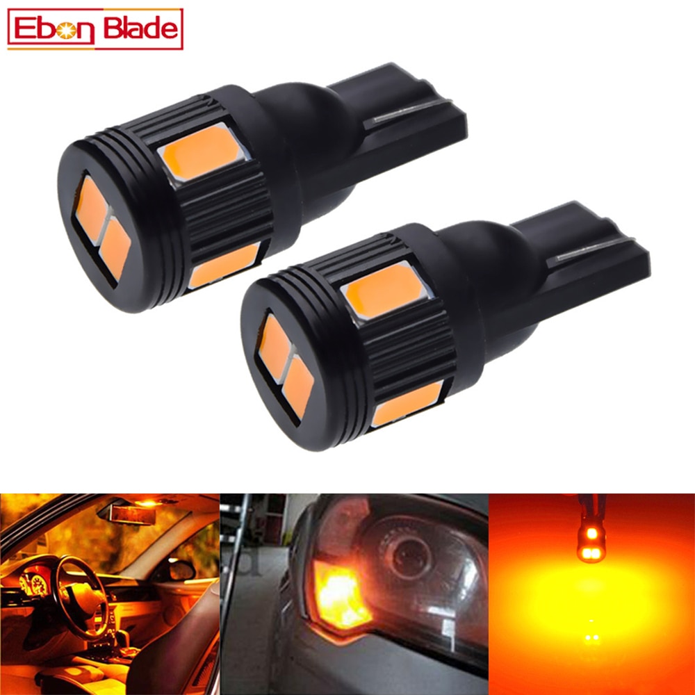 

T10 W5W t 10 5w5 194 SMD Автомобильный светодиодный светильник для чтения в салоне, боковая клиновая лампа, желтый, оранжевый, янтарный, 12 В, аксессуары