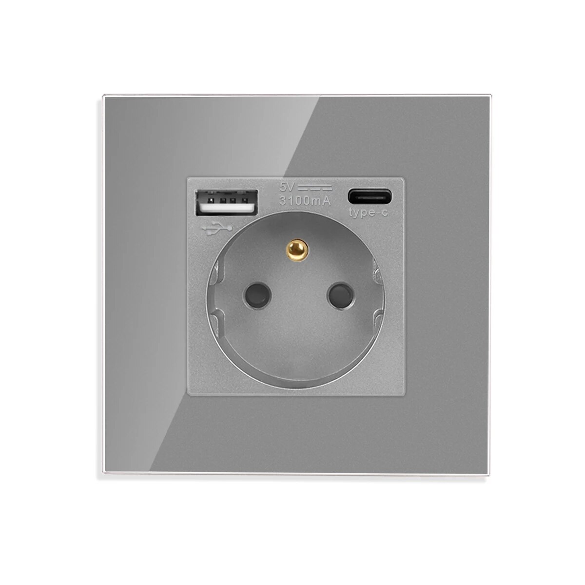

Bingoelec французская розетка с интерфейсом USB Type-C настенная 16 А USB-порт для зарядки электрические розетки стеклянная Хрустальная панель электрическая розетка