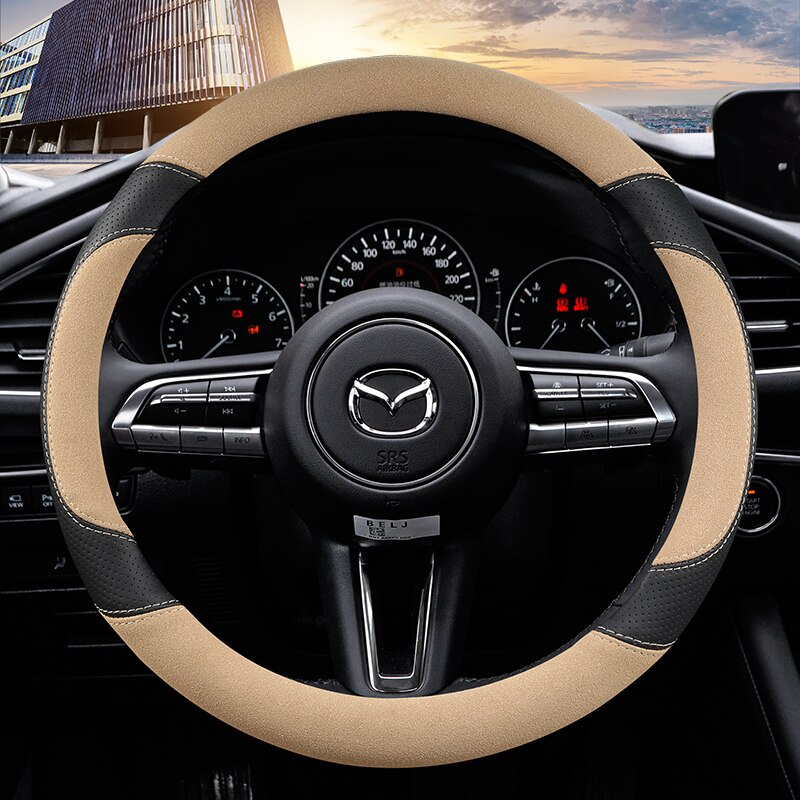 

Чехол рулевого колеса автомобиля противоскользящая кожа для Mazda 2 Mazda3 Atenza AXELA BT-50 CX5 CX7 CX3 CX9 CX30 38 см автомобильные аксессуары