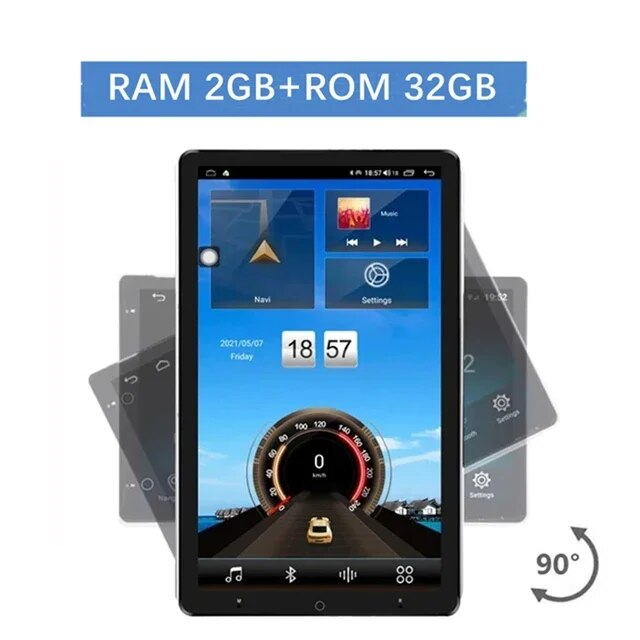 

Поворотный экран в стиле Tesla Универсальный Android 14.0 Автомобильный радиоприемник GPS-плеер Радио Автомобильная стереосистема GPS 2G RAM 32G ROM Головное устройство 2 Din