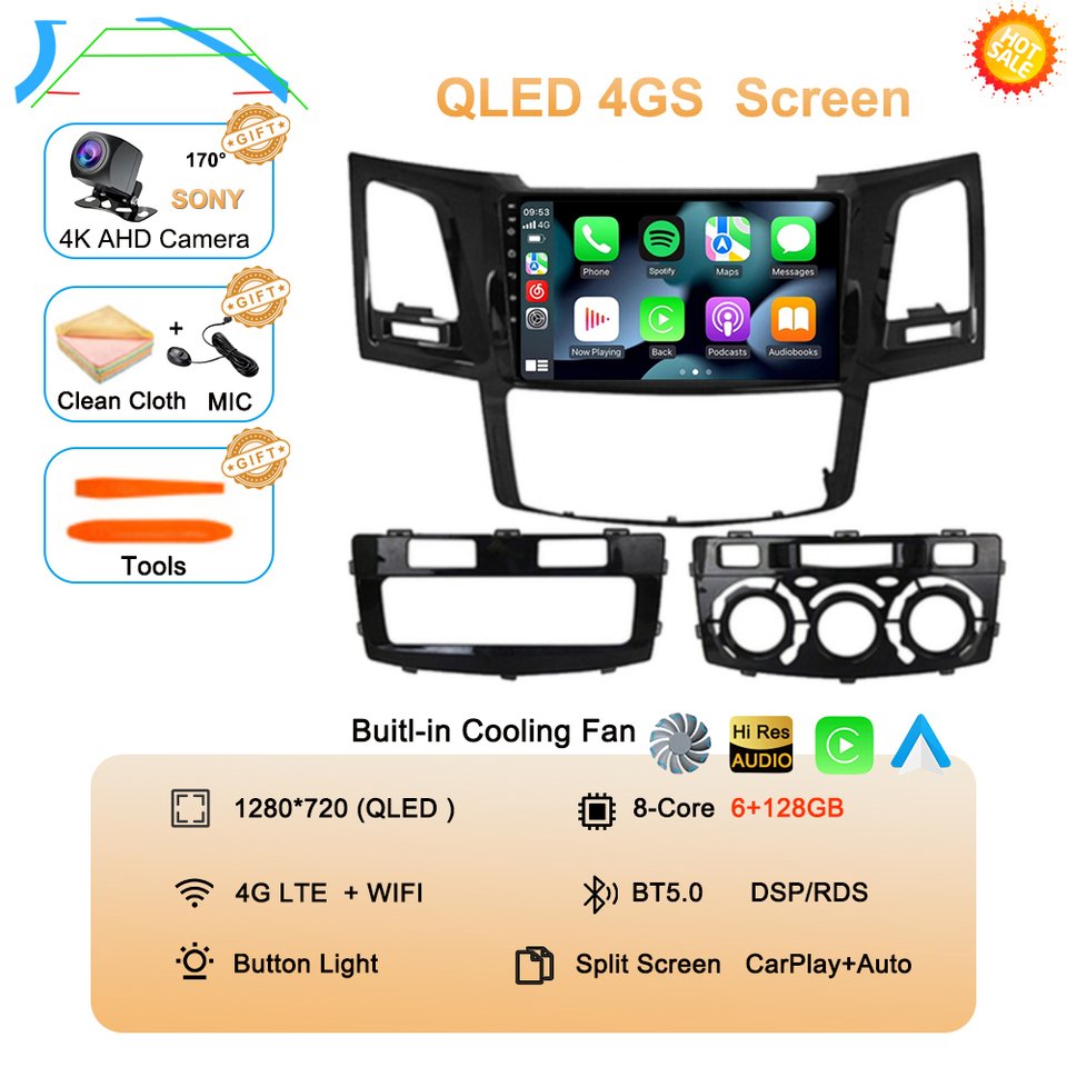 

Автомобильное радио Android 14, Carplay для Toyota Fortuner HILUX Revo Vigo 2007-2015, видеоплеер, авторадио, навигация, GPS, камера 360