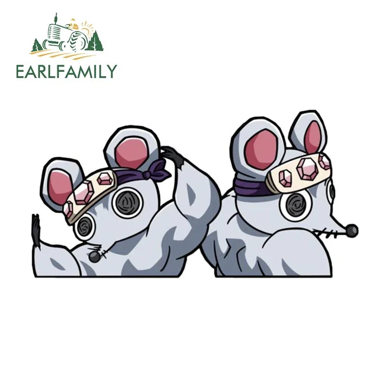 

EARLFAMILY мышечная мышь ниндзя, автомобильная наклейка, виниловая аниме наклейка Peeker, мультяшный стиль, JDM автомобильные аксессуары
