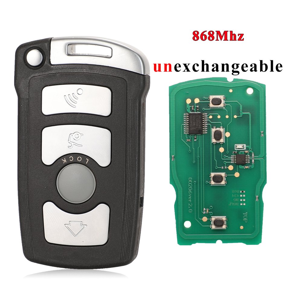 

jingyuqin 4 кнопки дистанционного брелока 315 / 315LP / 433Mhz / 868MHz для BMW 7-й серии E65 E66 с чипом ID46 7953 CAS1 Система HU92 UNCUT