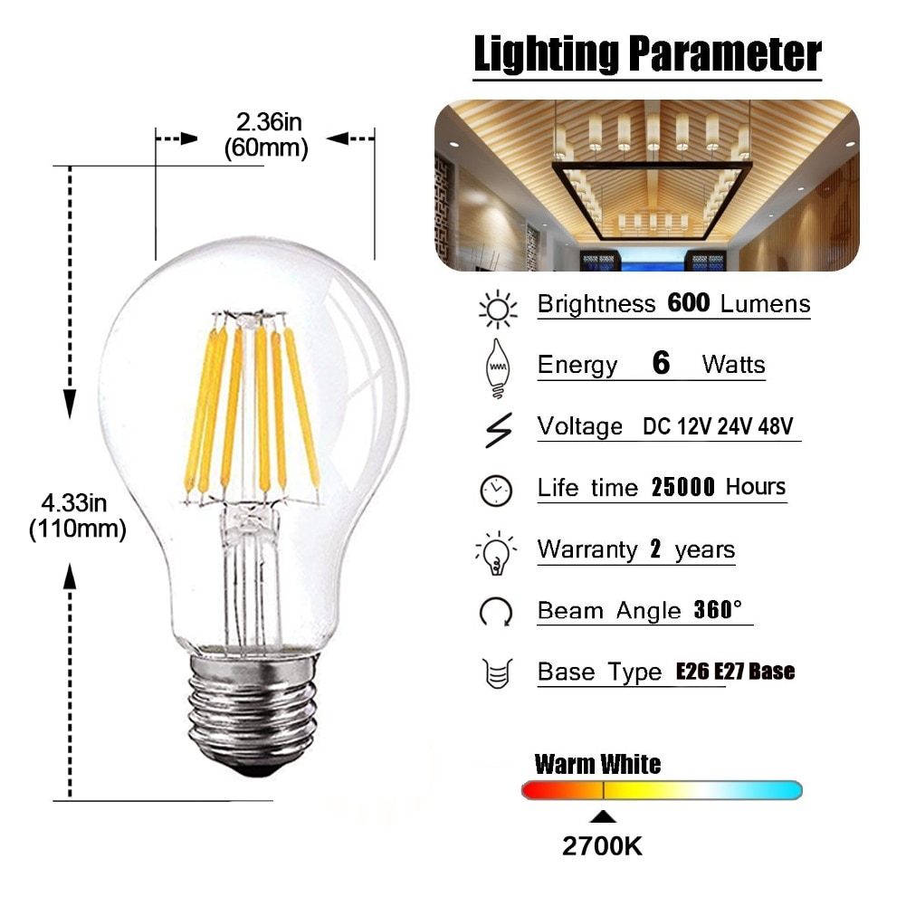 

Grensk LED лампа A19 6Вт теплый/дневной свет E27