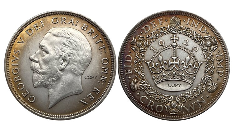

Копия серебряной монеты Великобритания 1929 год 1 Корона Джордж V