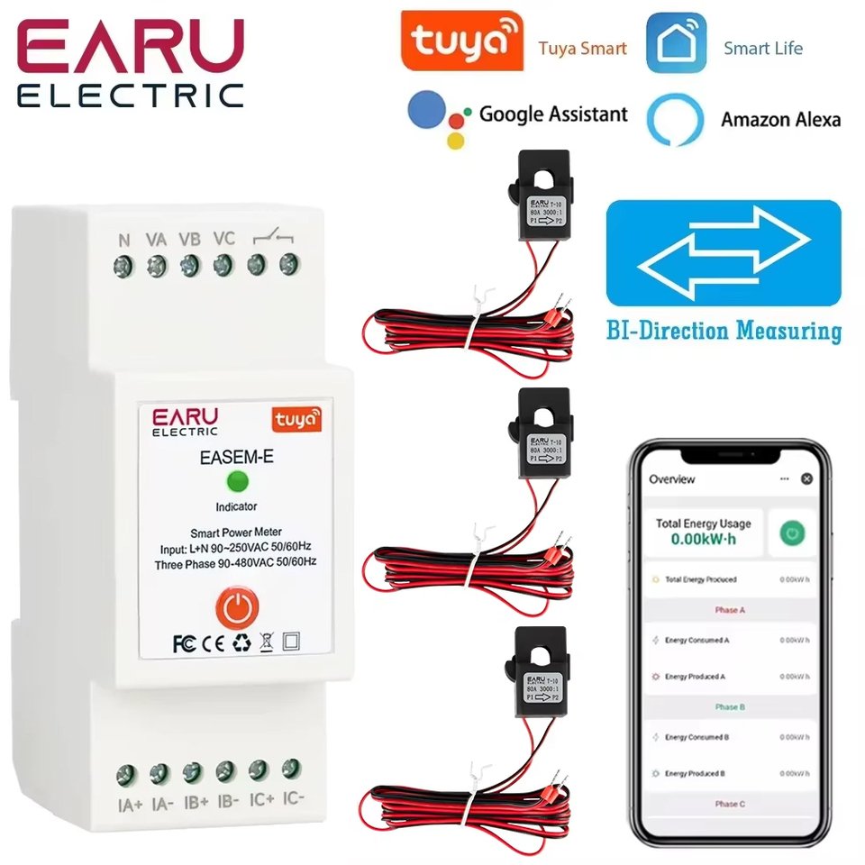 

EARUELECTRIC Умный счетчик энергии Tuya 3 фазы