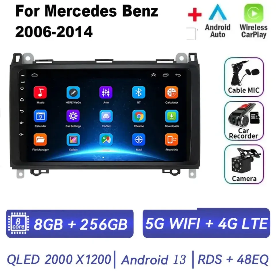 

Android 13 для Mercedes/Benz W169 W245 W639 W906 Sprinter B160 B170 B200 Carplay Navigation GPS 2din Автомобильный радиоприемник Мультимедийный плеер