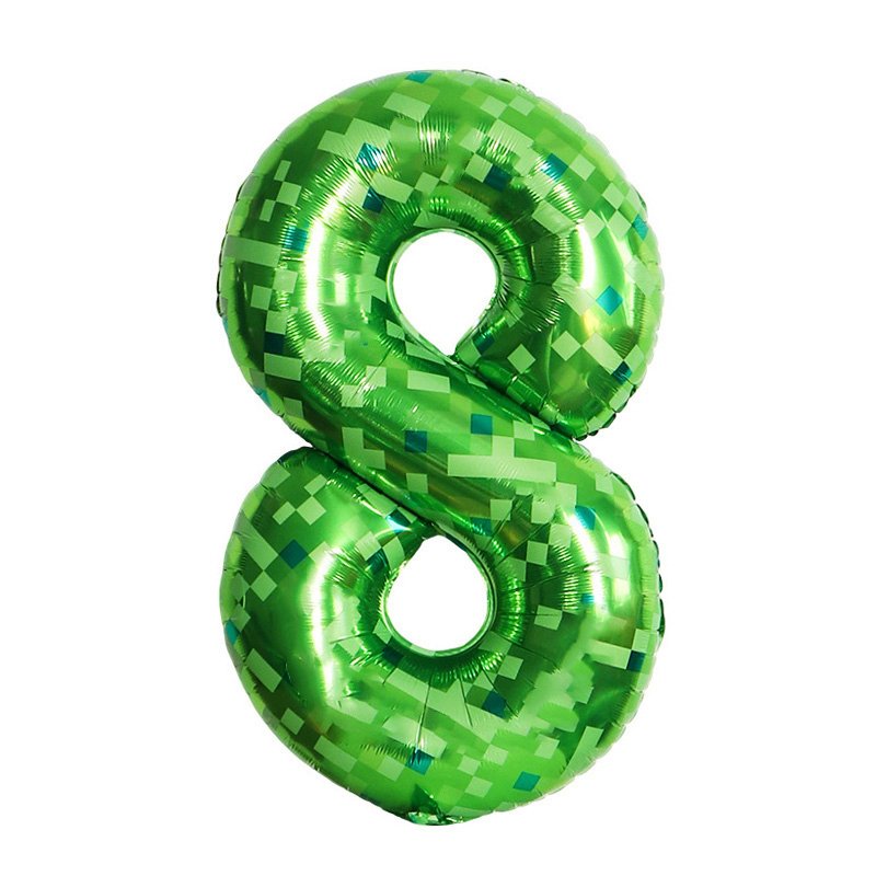 

40-дюймовый зеленый мозаичный фольгированный шар с номером для детей, игровая тема, украшение для дня рождения, сувениры, цифровые воздушные шары 0-9, подарок