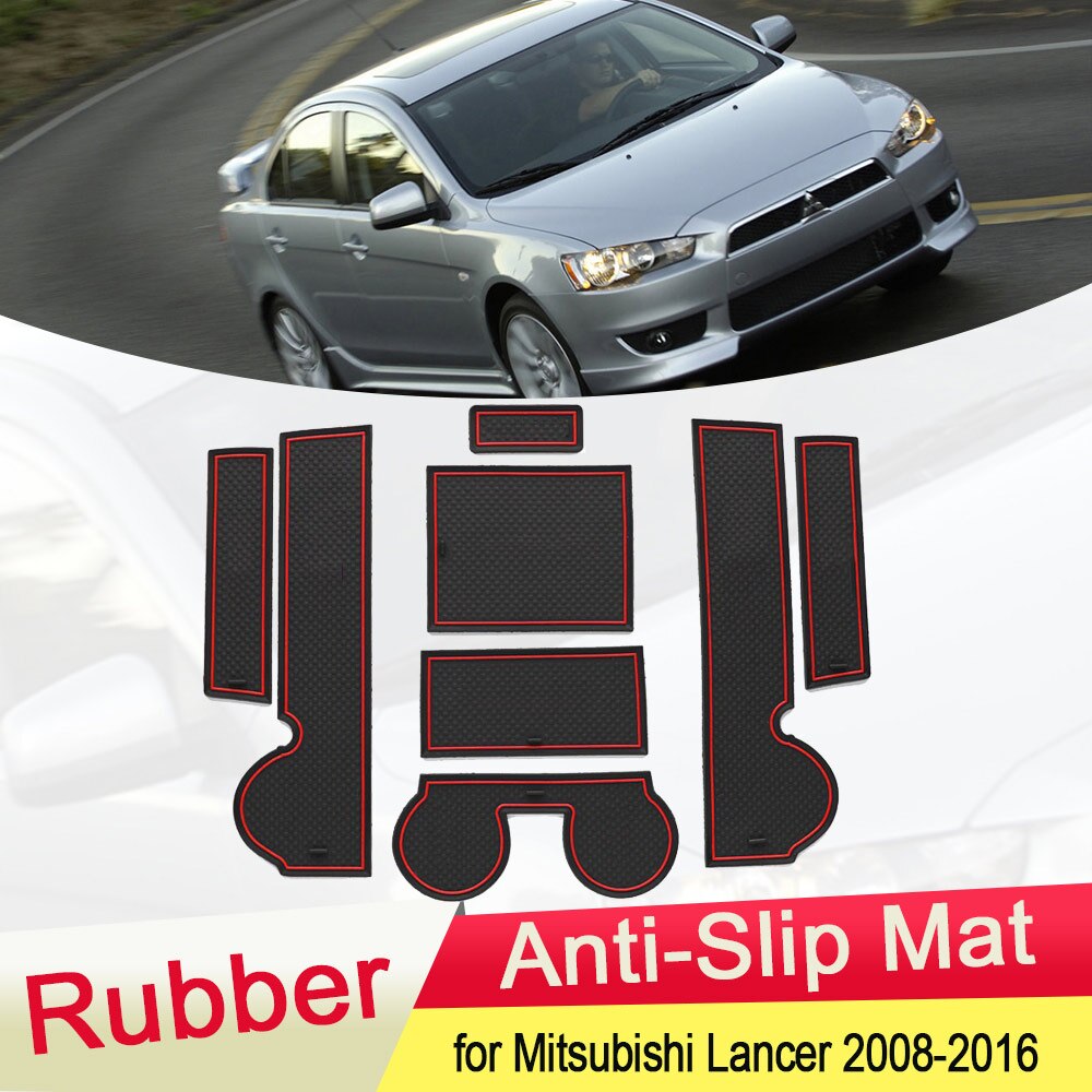 

Для Mitsubishi Lancer Ralliart EVO X Galant 2008 ~ 2016 резиновый противоскользящий коврик для двери, подстаканник, слот для ворот, автомобильные аксессуары