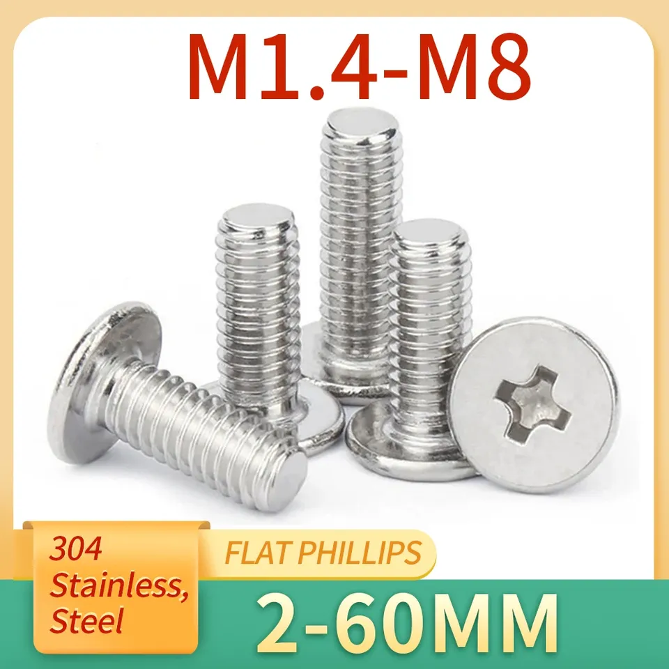 

10 шт. M1.4 M1.6 M2 M2.5 M3 M4 M5 M6 M8 см крест Phillips ультратонкая очень низкая плоская пластина стандарта 304 нержавеющая сталь