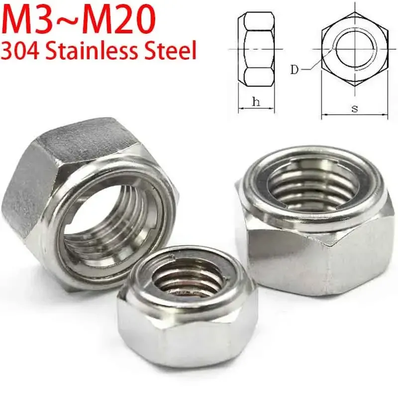 

Шестигранные самоконтрящиеся гайки из нержавеющей стали M3-M20
