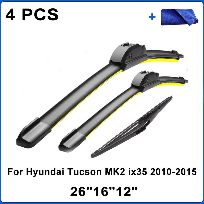 

Для Hyundai Tucson MK2 ix35 2010-2015 передние и задние щетки стеклоочистителя, аксессуары для резаков J крючок 2010 2011 2012 2013 2014 2015