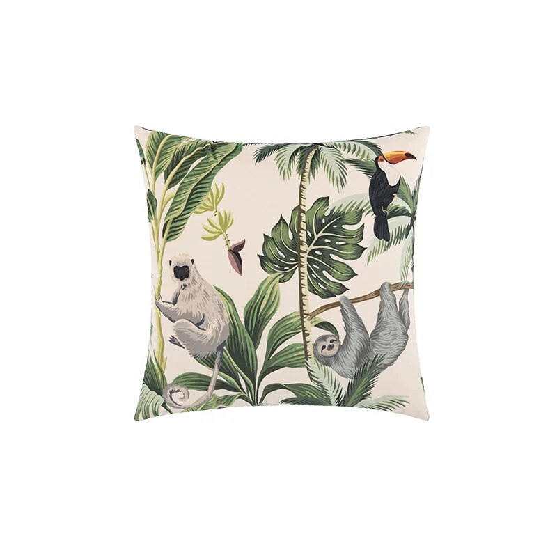 

Бархатный чехол для подушки Tropical Jungle Flora Fauna