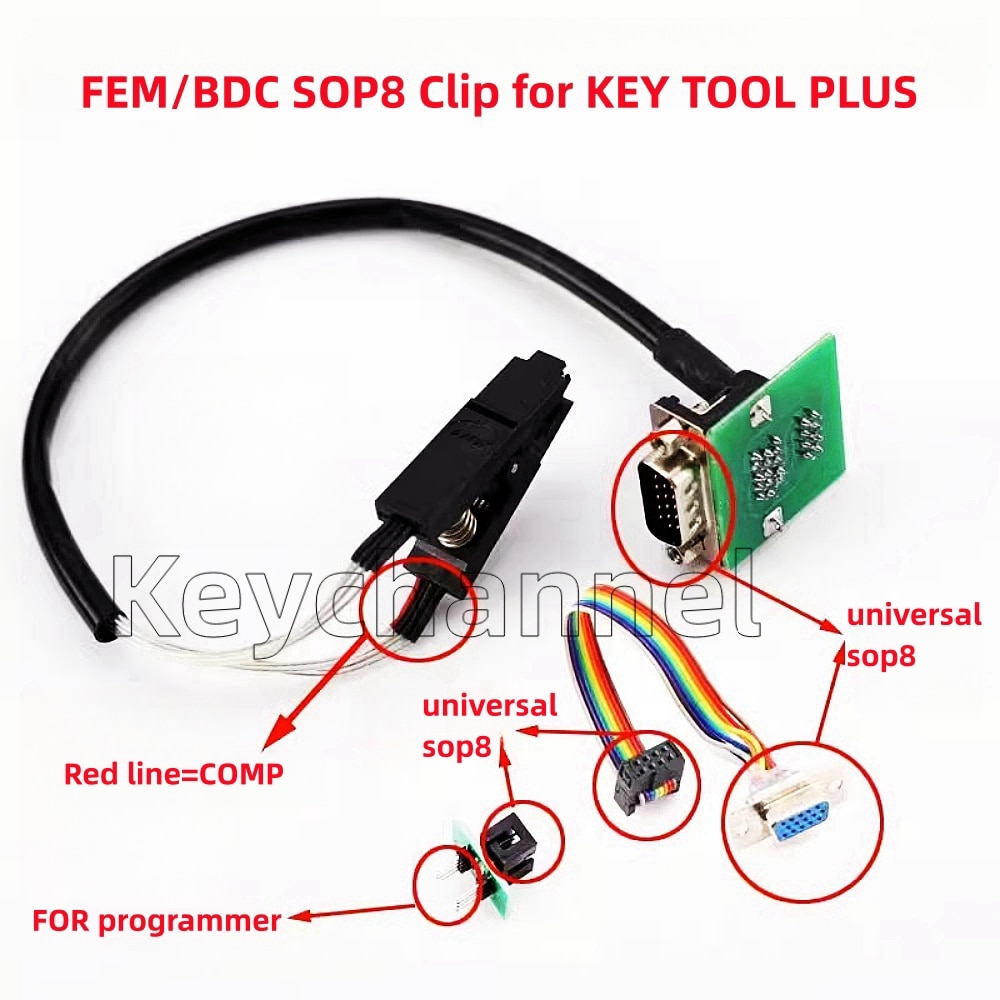 

Keychannel FEM BDC адаптер Универсальный зажим SOP8 для Xhorse Key Tool Plus VVDI PROG CGDI ACDP для x1 x3 x5 x6 3 серии Key Program