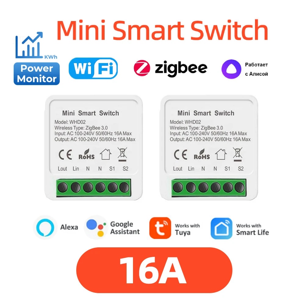 

konouyouko Tuya ZigBee Smart Switch с монитором питания 16A