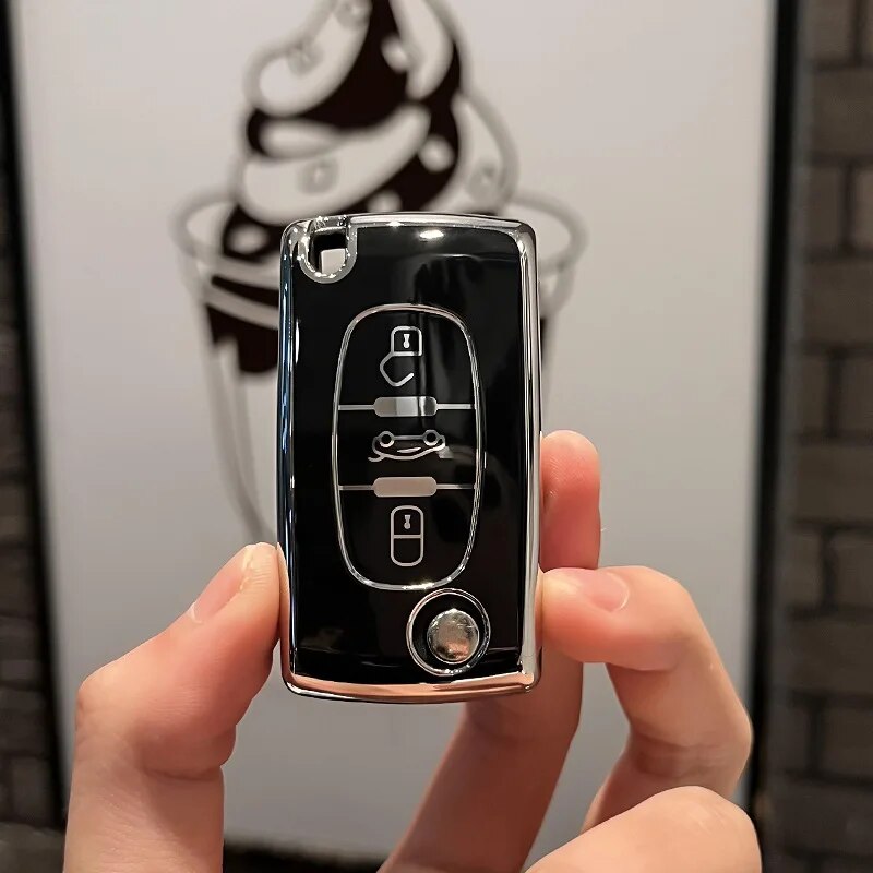 

Для Peugeot 308 207 307 3008 5008 Fob для Citroen C2 C3 C4 C8 2/3 кнопки ТПУ Автомобильный Брелок оболочка держатель аксессуары Fob