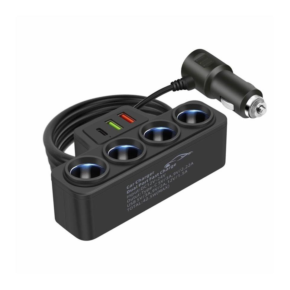

Автомобильное зарядное устройство для телефона, адаптер прикуривателя 3,1 А USB QC 3,0 PD 3,1 А 12 В 24 В, двойная USB-разъем, автомобильный адаптер, аксессуары 2025