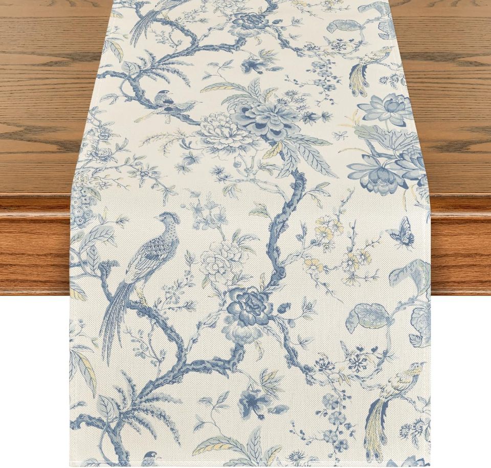 

Льняная дорожка для стола Chinoiserie Peacock Flower