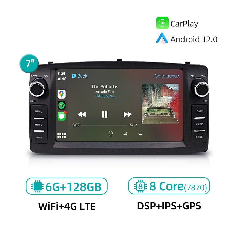

Автомобильный радиоприемник Android 13.0 для Toyota Corolla E120 2003-2006 CarPlay GPS-навигация 4G WiFi Bluetooth Стерео Автомобильный мультимедийный плеер