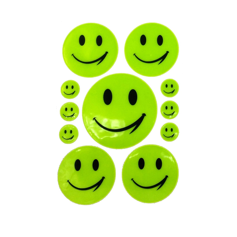 

Большой размер Happy Face безопасная светоотражающая наклейка для авто скутера велосипеда мотоцикла коляски колесные стулья