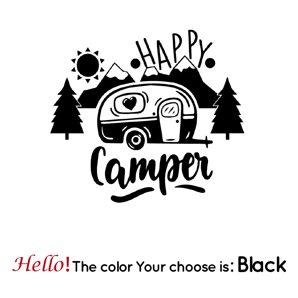 

12x13 см модная автомобильная наклейка Happy Camper для украшения автомобиля, виниловые наклейки для авто окна, крышка масляного бака, Стайлинг автомобиля