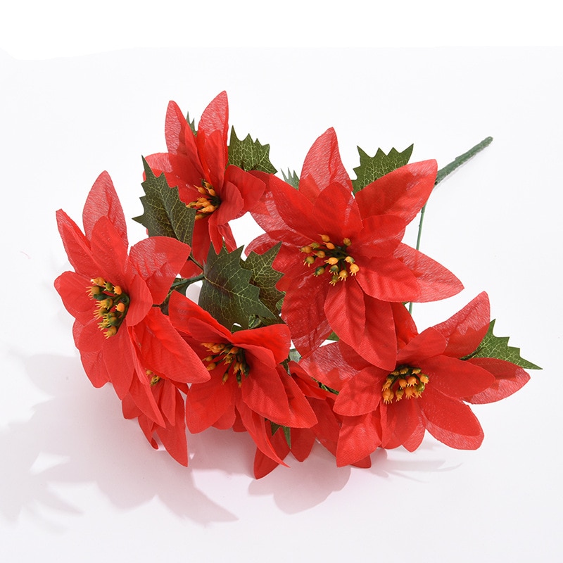 

Искусственный шелковый букет poinsettia 7 веток