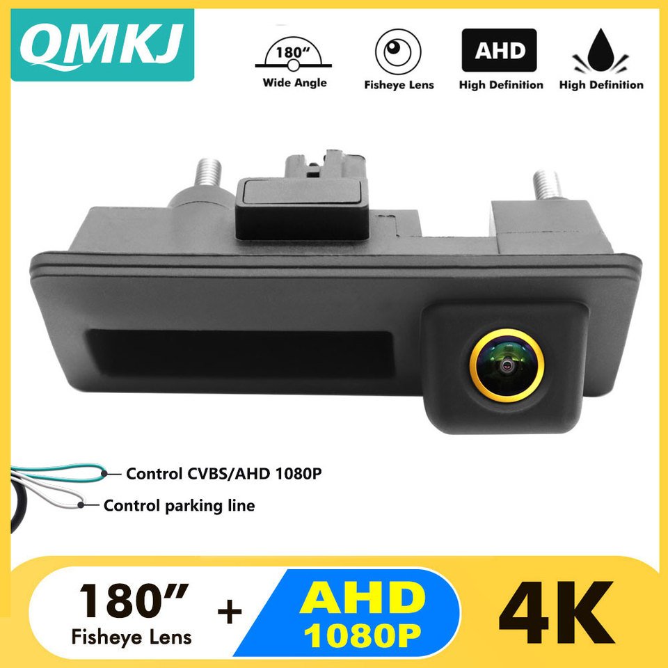

QMKJ 180 градусов ночного видения AHD 1080P Автомобильная камера заднего вида для Volkswagen VW Passat Golf Polo B6 B7 Jetta Tiguan Touareg Audi