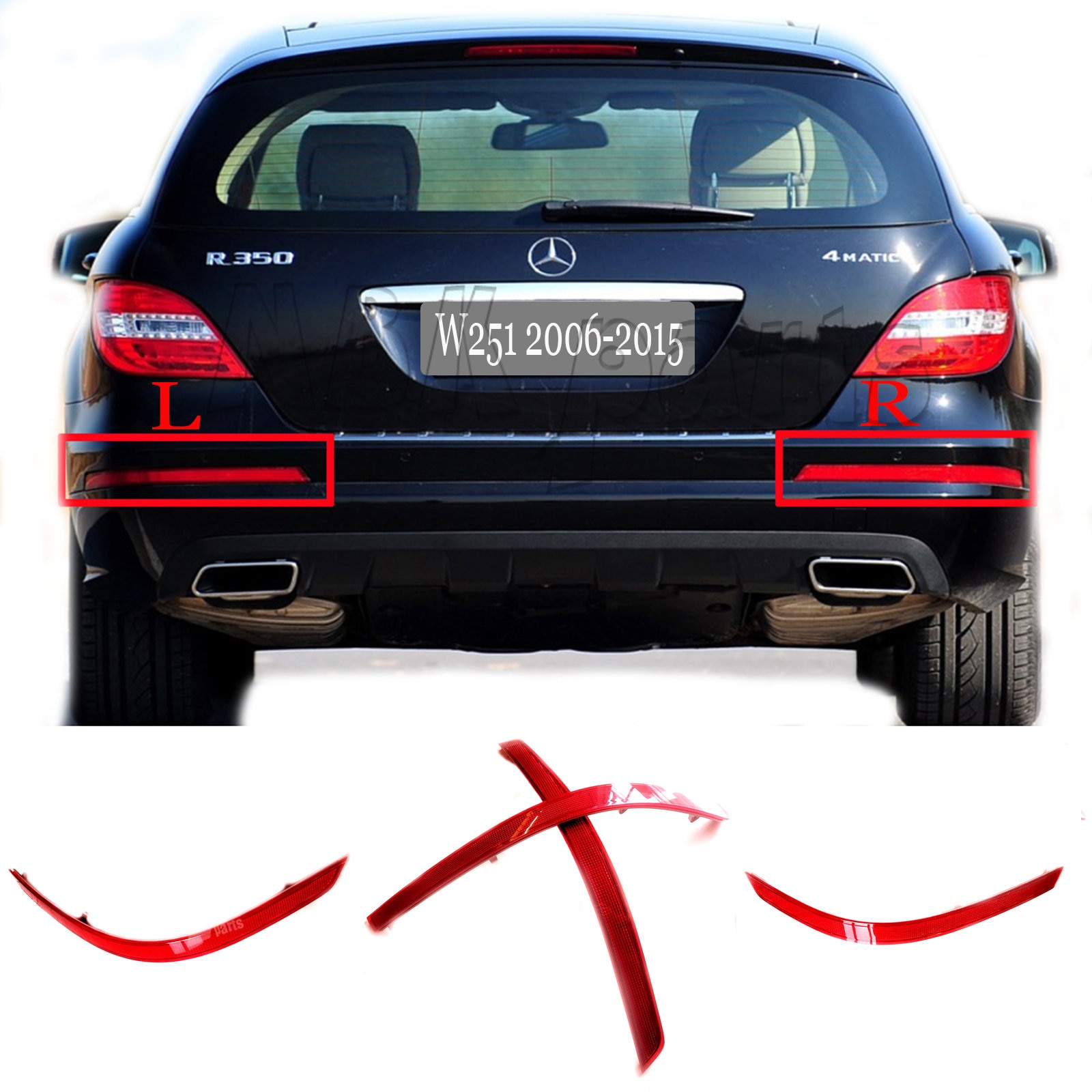 

Задний отражатель Fit 06-15 Mercedes-Benz R Class R251 V251 R280 R300 R320 R350 R500 R550, левый и правый Привод, пара 2518200174