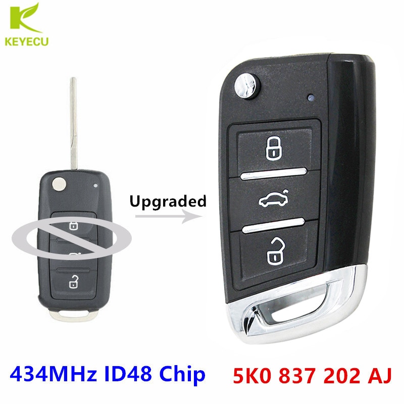 

Модернизированный дистанционный ключ KEYECU 5K0 837 202 AJ для Volkswagen Caddy/Polo/Transporter/Beetle/J*etta/Touran/Golf 6/Tiguan/Eos/Sharan/UP