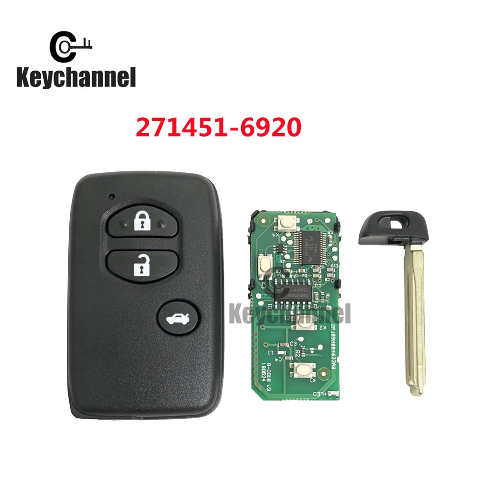 

Keychannel 1 шт. 3 кнопочный чип 71 автомобильный Бесконтактный ФОБ FSK 433Mhz Smart Key FCCID 271451-6920 Keylessgo карта для Toyota 86 Subaru
