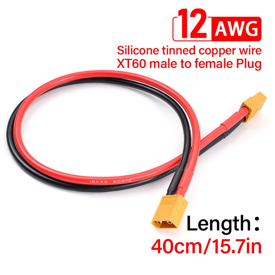 

XT60 12AWG Параллельный разъем для аккумулятора, штекер/гнездо, двойной удлинитель, 40 см, силиконовый провод для двигателя аккумулятора RC