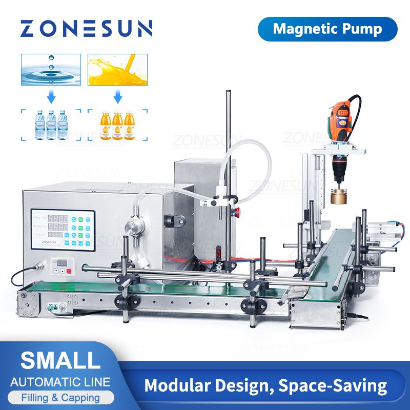 

ZONESUN Автоматическая машина для наполнения и укупорки в сборе Бутылка Банка Вода Производственная линия по производству упаковки сока Небольшая мастерская ZS-MPXG1