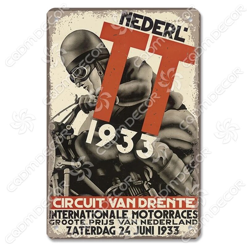 

Металлический винтажный плакат CQDM DECOR "TT Racing", 20х30 см