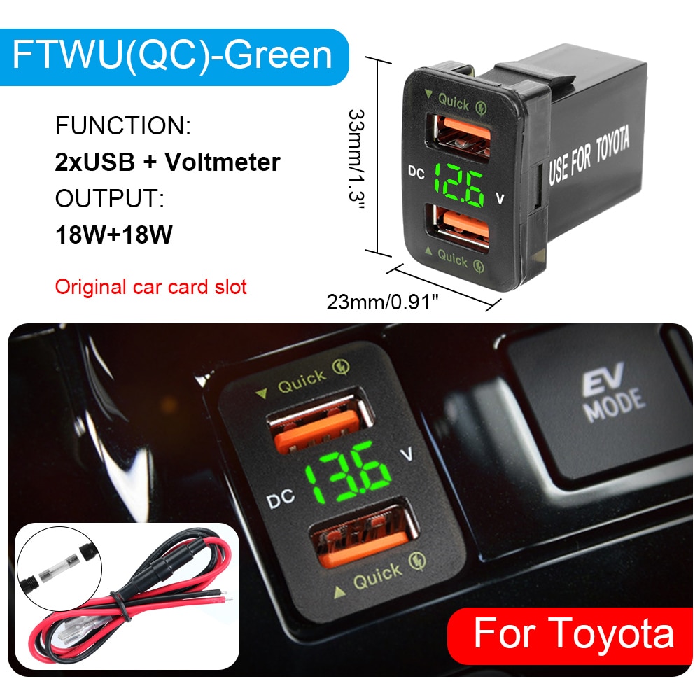 

USB-зарядка для Toyota Corolla Yaris Chr Auris RAV4, 12 В,