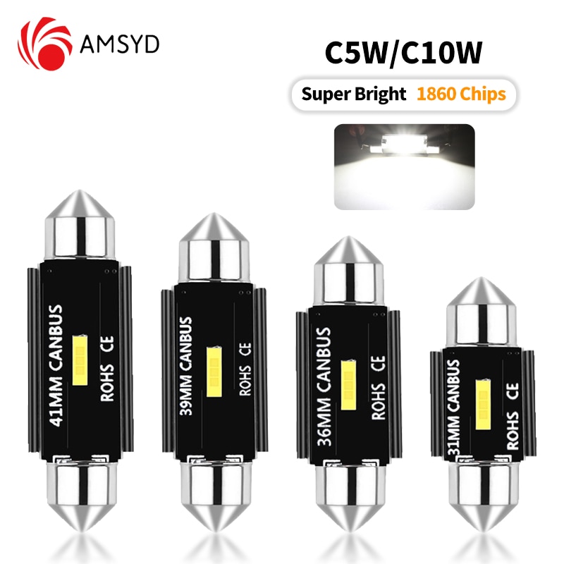 

100 шт., лампа заднего света C5W, CSP 1860 1SMD, лампа Canbus 31 мм, 36 мм, 39 мм, 41 мм