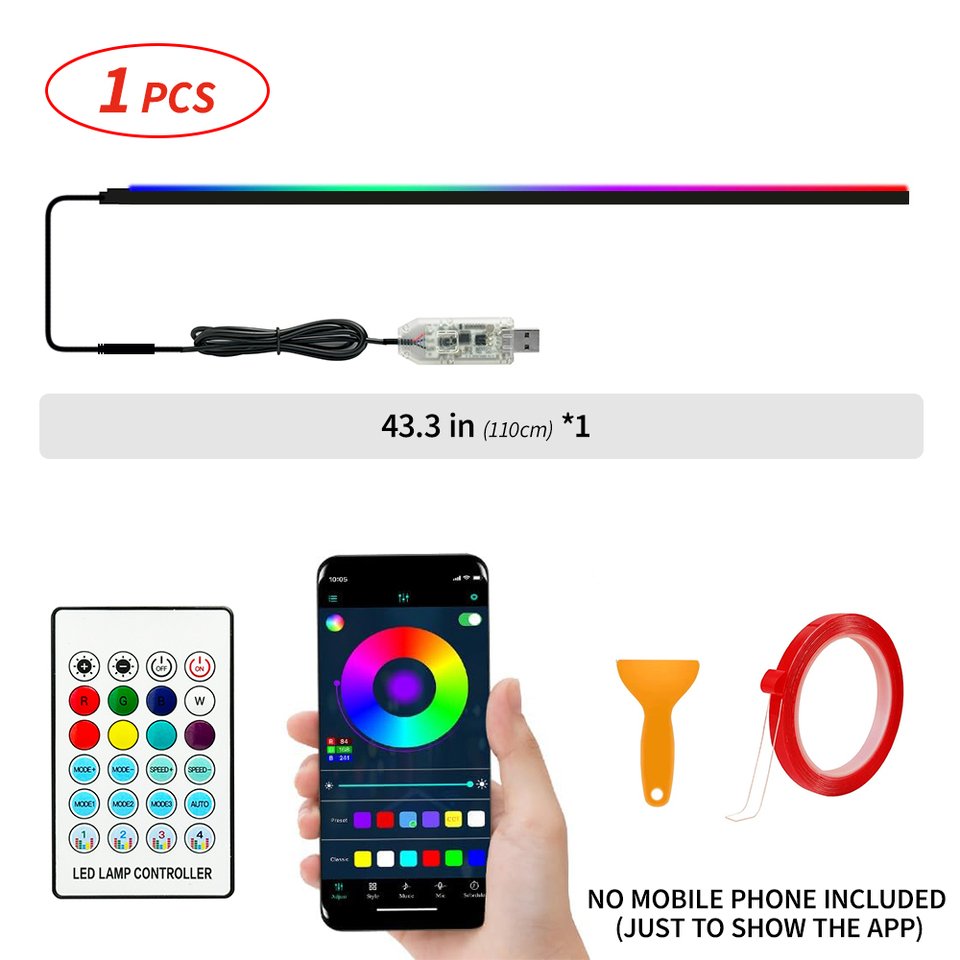 

5 в 1, автомобильная светодиодная лента RGB с дистанционным управлением, 236 дюймов