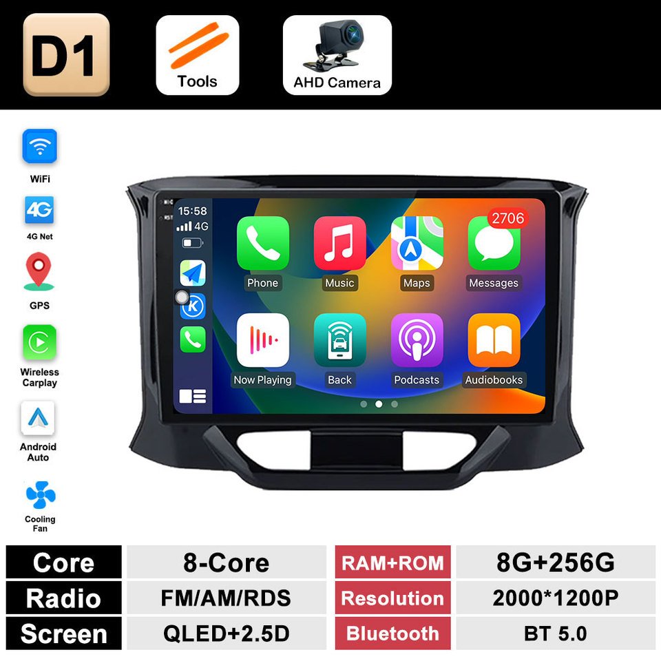 

Автомобильная Мультимедийная система Carplay с Bluetooth, Wi-Fi, GPS-навигацией, Android, для LADA X ray Xray 2015-2019, IPS-экран, 4G