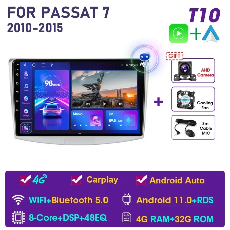 

JMCQ 10 "Android 11 4G NET RDS автомобильный радиоприемник мультимедийный видеоплеер для VW Volkswagen Passat B7 B6 2010-2015 Magotan CC Carplay