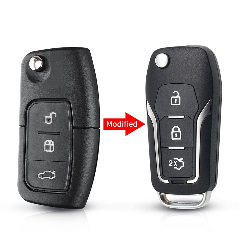 

KEYYOU модифицированный чехол для дистанционного ключа для Ford Focus C max Mondeo Connect Fiesta, сменный 3-кнопочный автомобильный смарт-брелок HU101