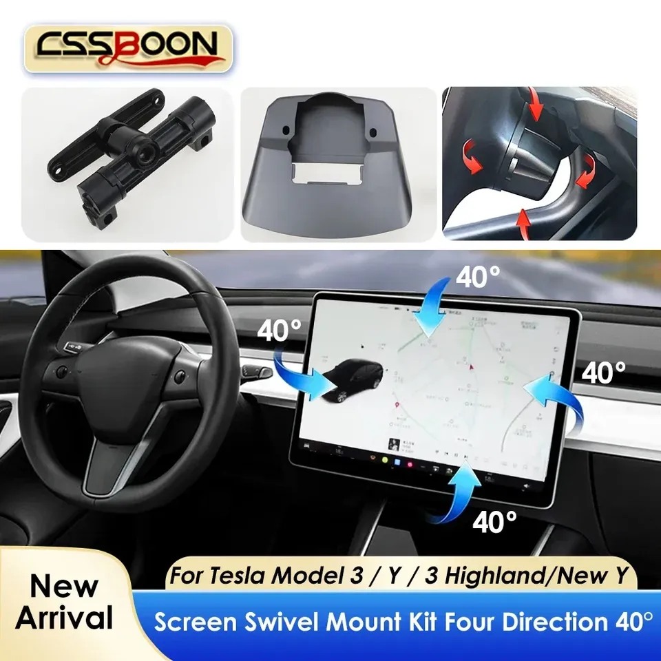 

Вращающийся кронштейн экрана центральной консоли CSSBOON для Tesla Model 3 Highland New Y LHD 40-градусный держатель GPS-навигации Поворотное крепление