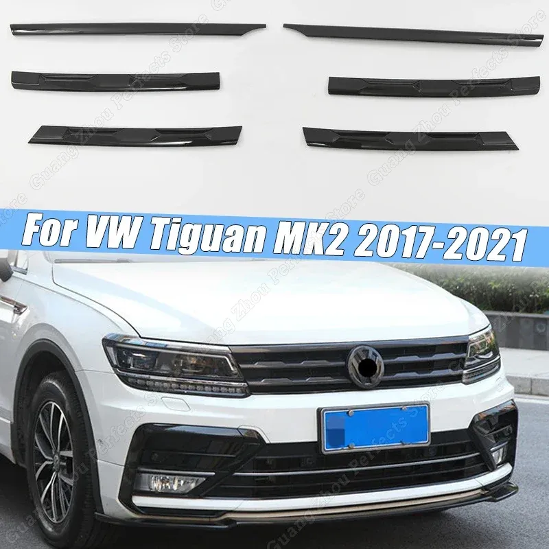 

Для VW Tiguan MK2 2017-2021 глянцевый черный автомобильный передний бампер, сетка, центральная решетка, молдинговые полоски, комплекты кузова, аксессуары для тюнинга
