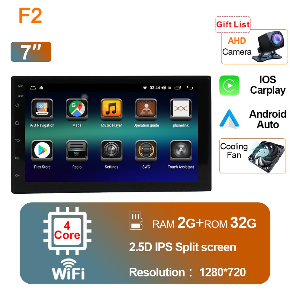 

2 Din 7 "/9"/10 "Android 14 Универсальный автомобильный радиоприемник Carplay Авто Стерео GPS-навигация 4G Мультимедийный плеер для Nissan Toyota Kia VW
