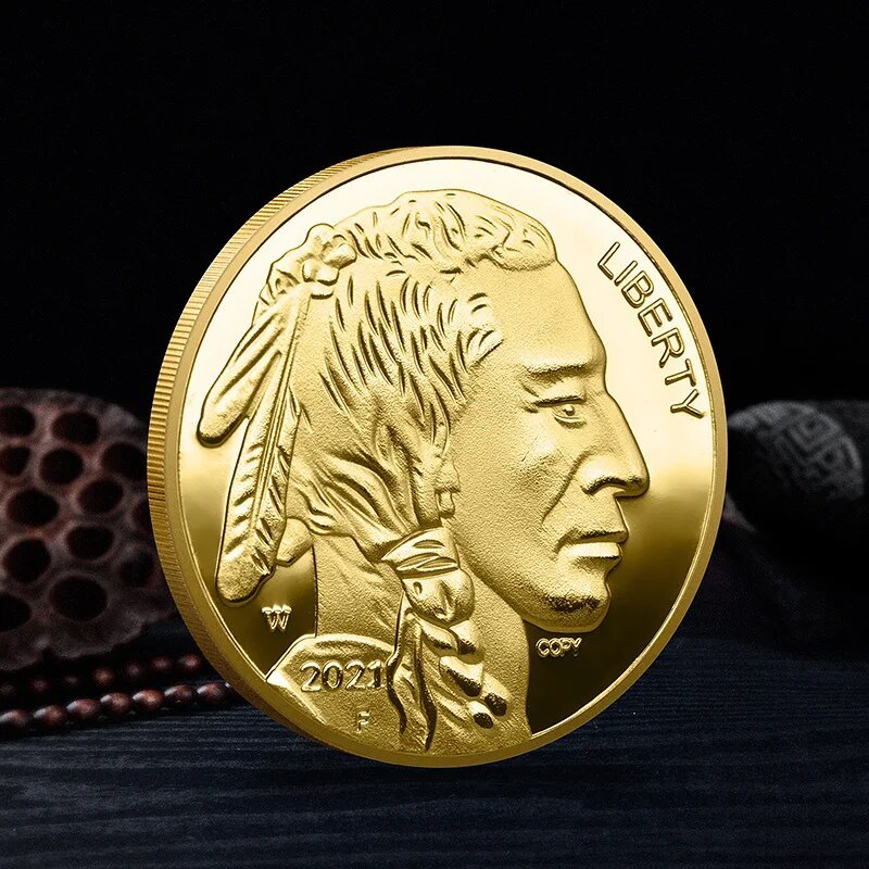 

Памятная монета Native American Buffalo позолоченная