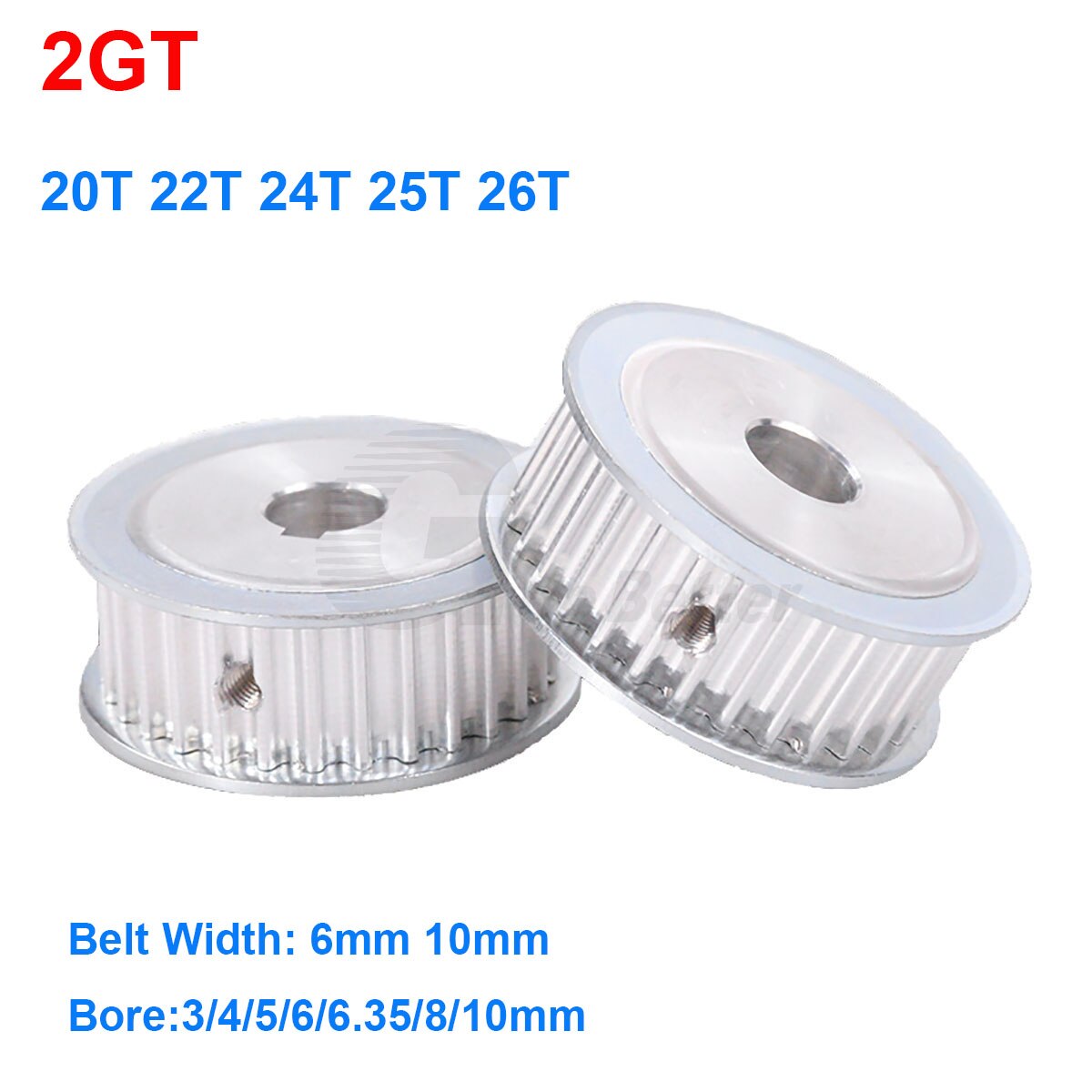 

Зубчатый шкив 2GT 20T 22T 24T 25T 26T с отверстием 3/4/5/6/6.35/8/10 мм для GT2 ширина 6 мм 10 мм Ремень ГРМ Запчасти для 3D-принтера CNC