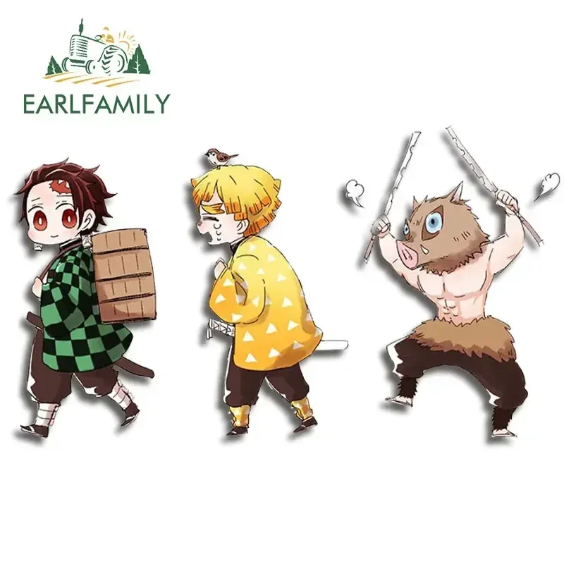 

EARLFAMILY 13 см X 3,8 см аниме бегущий чиби автомобильные наклейки багажник окна мультяшная наклейка личность Kamado Nezuko автомобильные аксессуары