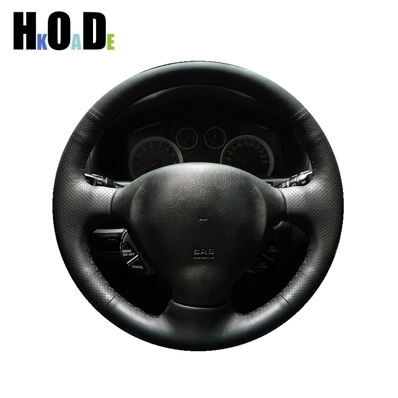 

Чехол рулевого колеса автомобиля для Hyundai Santa Fe 2000 2001 2002 2003 2004 2005 2006 DIY сшитая вручную черная искусственная кожа из микрофибры