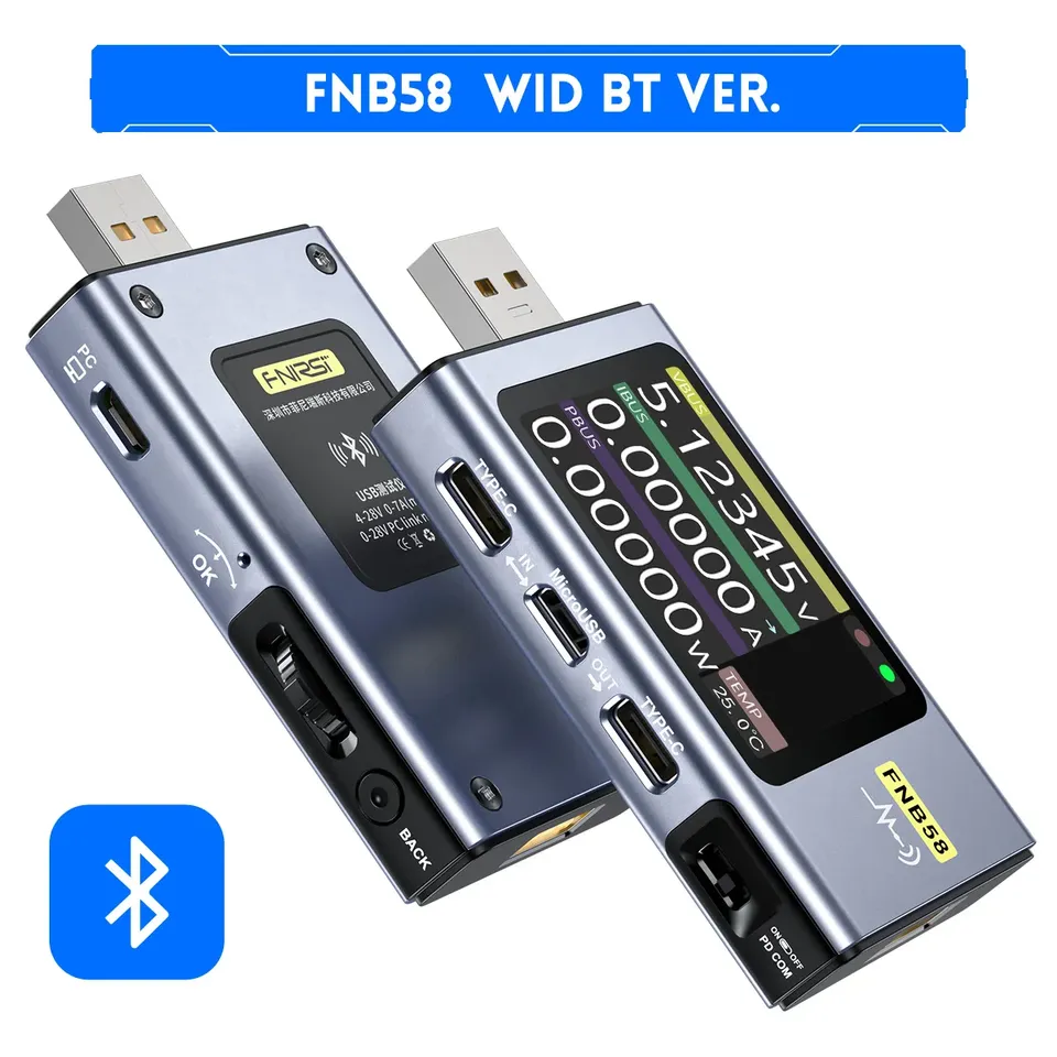 

FNIRSI НОВЫЙ FNB58 USB-тестер Вольтметр Амперметр TYPE-C Быстрое обнаружение заряда Измерение емкости триггера