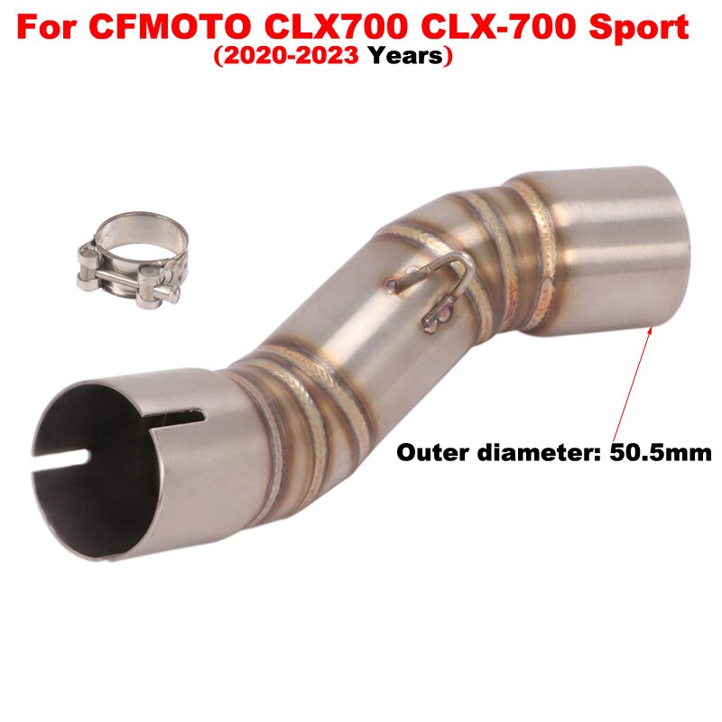 

Слипоны для CFMOTO CLX-700 Sport CLX700 2020-2023 выхлопная средняя труба мотоцикла без потерь 51 мм сменная соединительная трубка для выхода