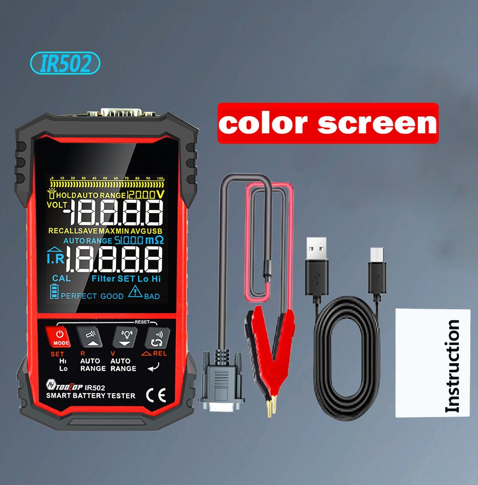 

TOOLTOP Тестер внутреннего сопротивления батареи IR500/IR502