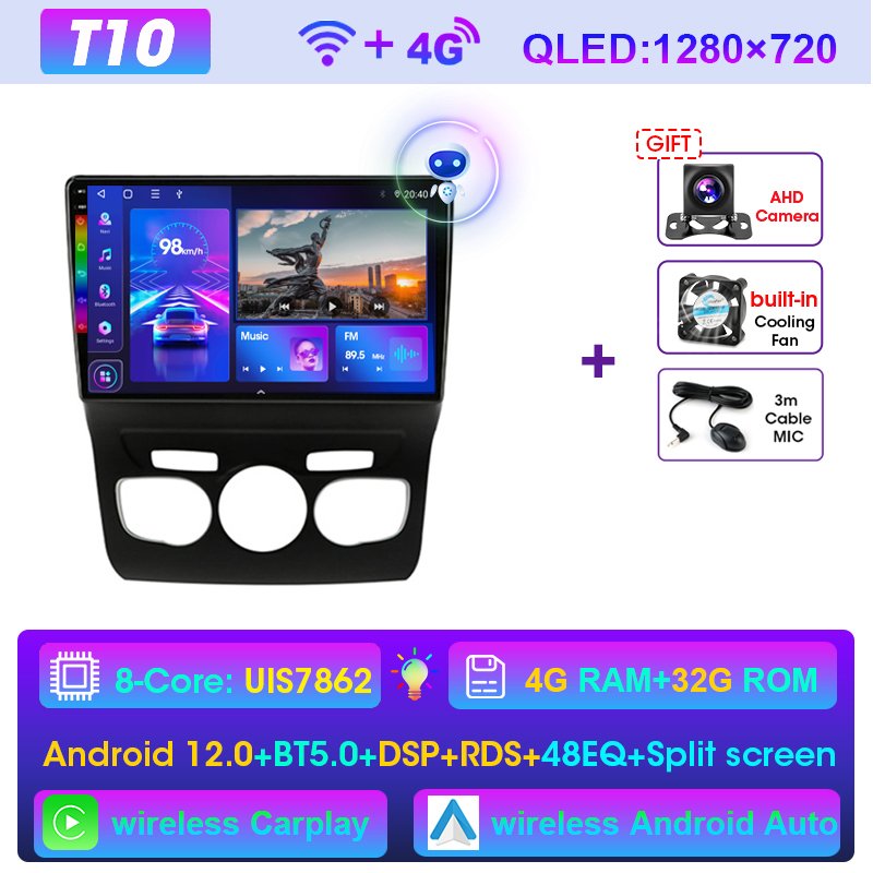 

Автомагнитола JMCQ, 2 din, Android 12, 4G + WiFi, DSP, мультимедийный видеоплеер для Citroen C4 2 B7 2013-2016, GPS-навигация, 2 din Carplay